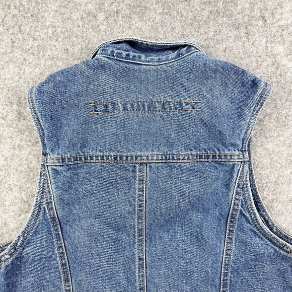 VTG Zena Jeans Vest Womens L Western Denim Sleeveless Cropped Button 90s Retro - Picture 13 of 14
